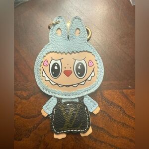 Brand new upcycled Louis Vuitton Labubu light Blue Keychain bag charm